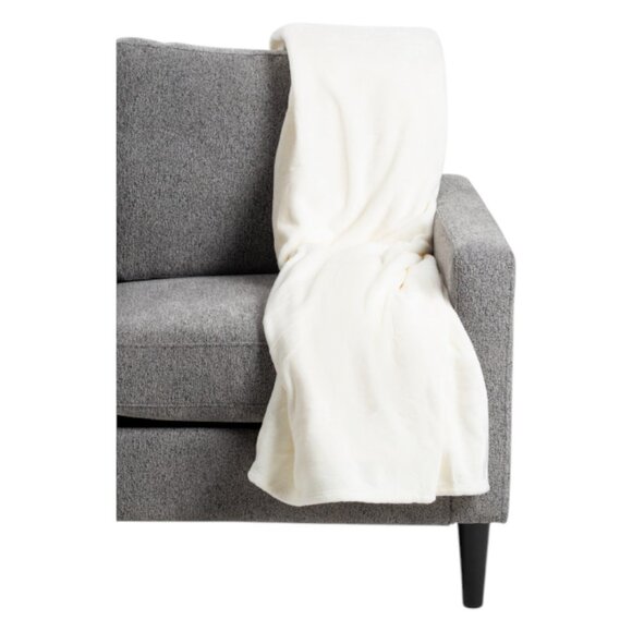 ELEGANZA Ivory Velvet Plush Blanket - Picture 2 of 3